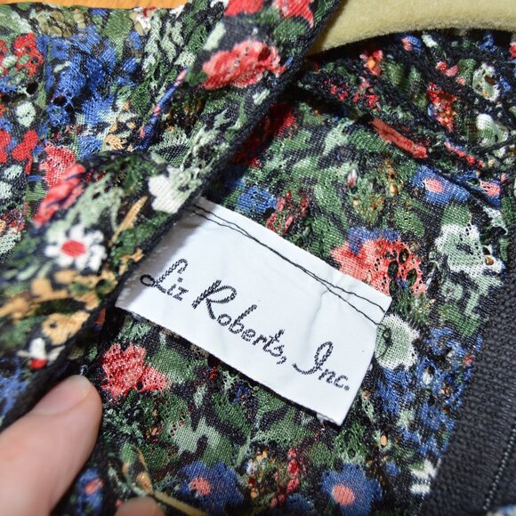 Vintage 1970s Sheer Floral Accordion Pleated High Neck Liz Roberts Dress Frills - Picture 7 of 9